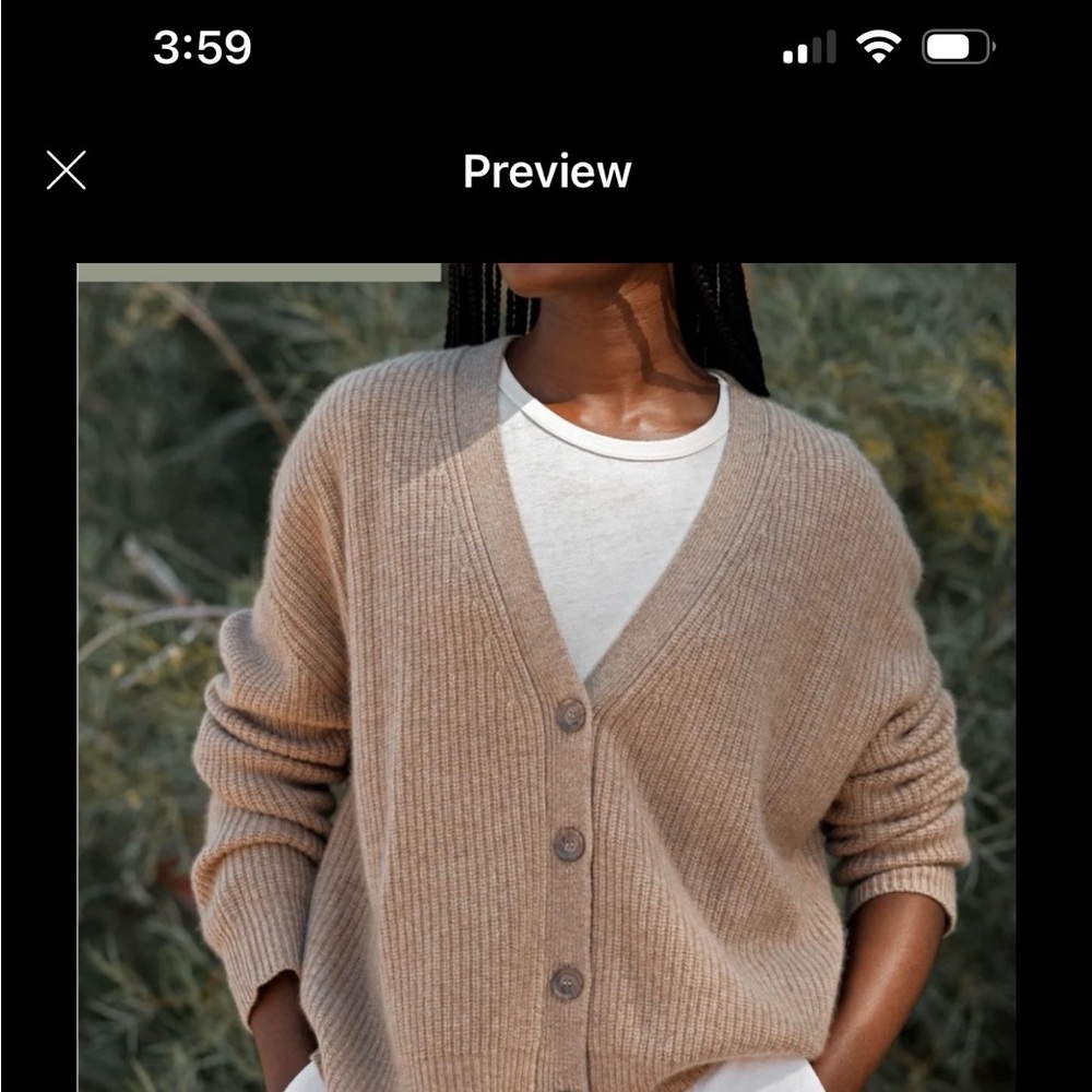 Jenni Kayne Beige Ribbed V-Neck Button Cardigan NWT